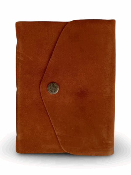 Rust Brown Suede Notebook with Antique Button Closure